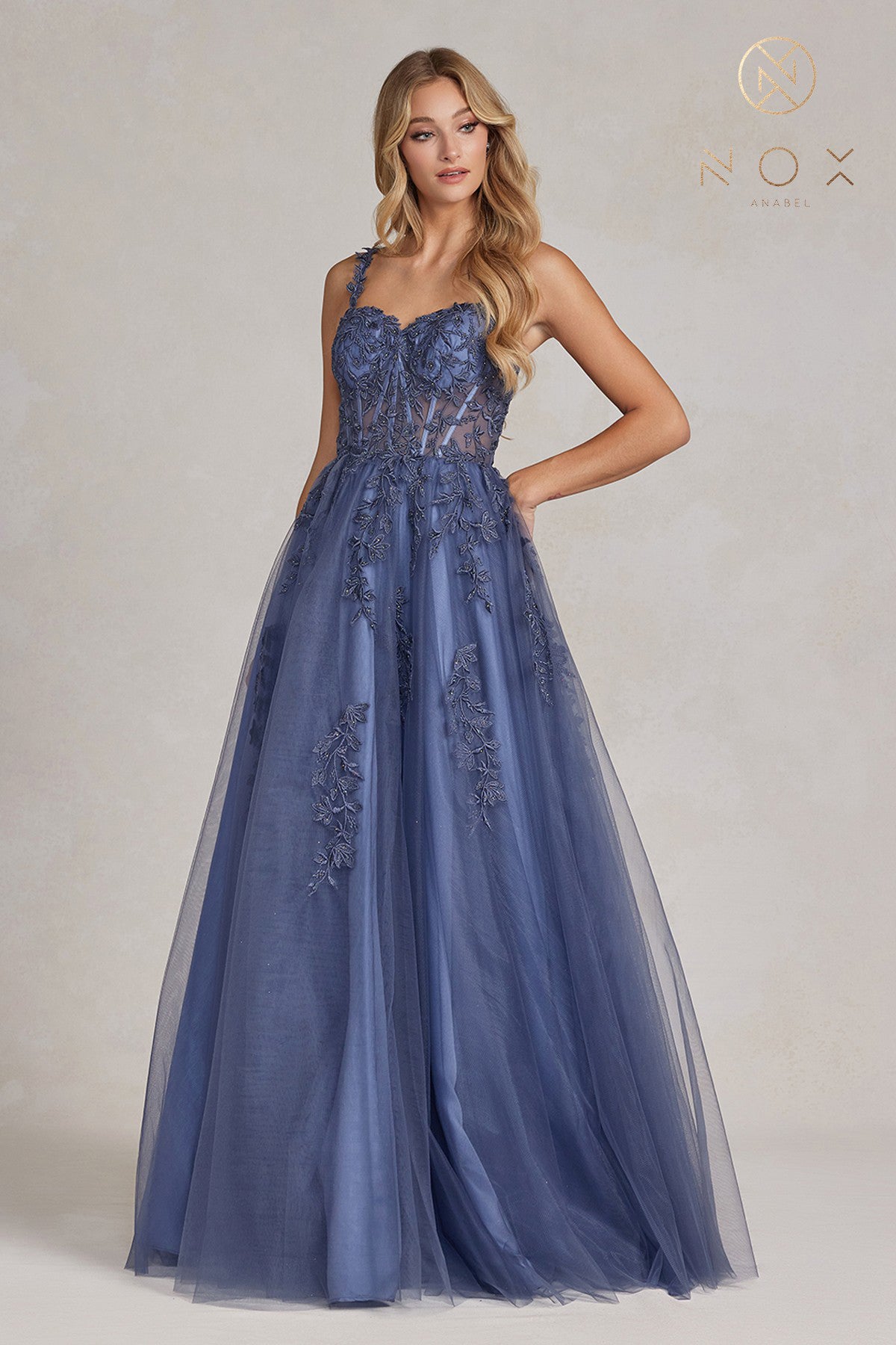 A-Line Embroidered Bodice Prom Dress with Sweetheart Open Back-smcdress