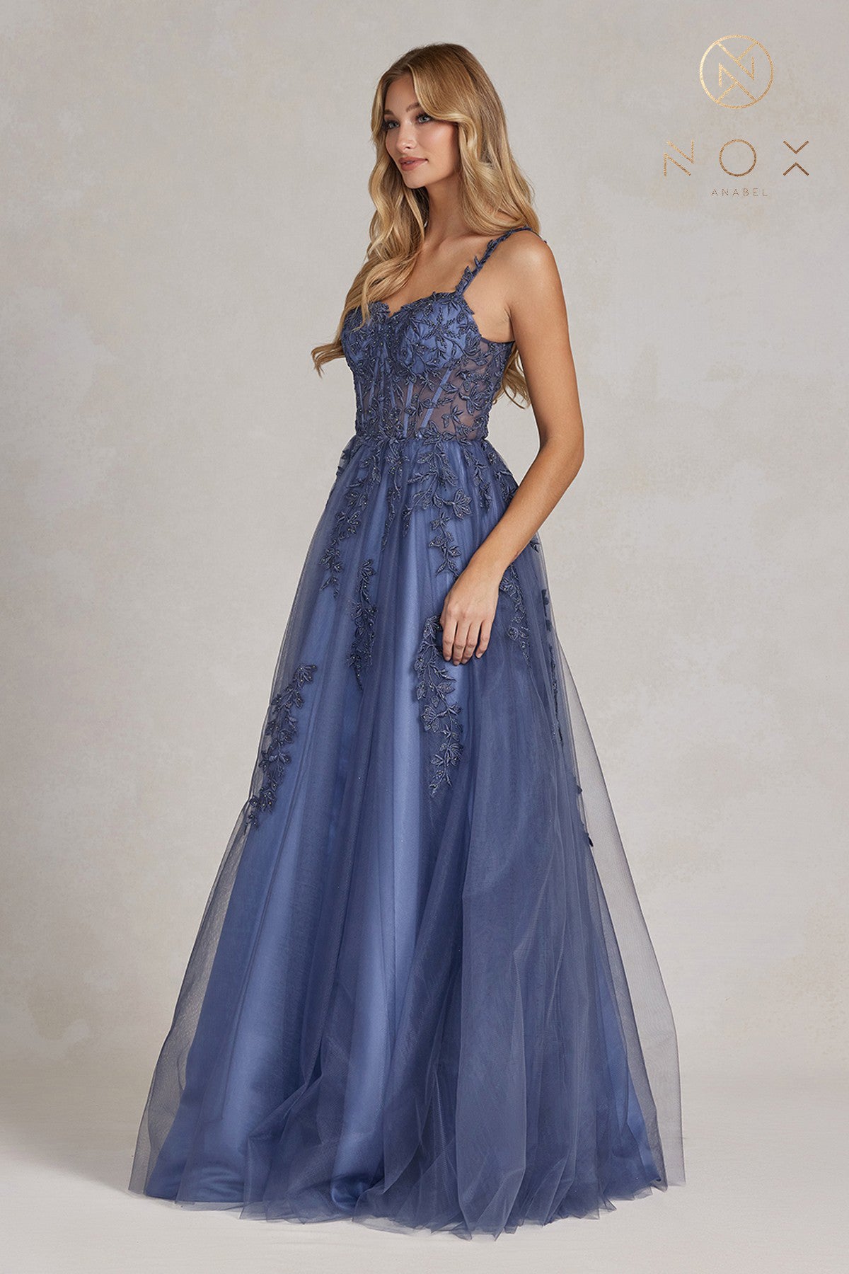 A-Line Embroidered Bodice Prom Dress with Sweetheart Open Back-smcdress