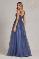 A-Line Embroidered Bodice Prom Dress with Sweetheart Open Back-smcdress