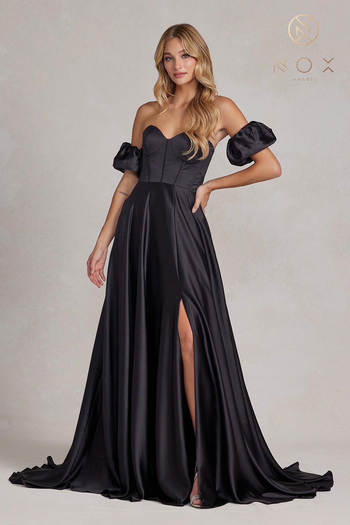 Satin Prom Dress: Strapless Sweetheart, Side Slit-smcdress