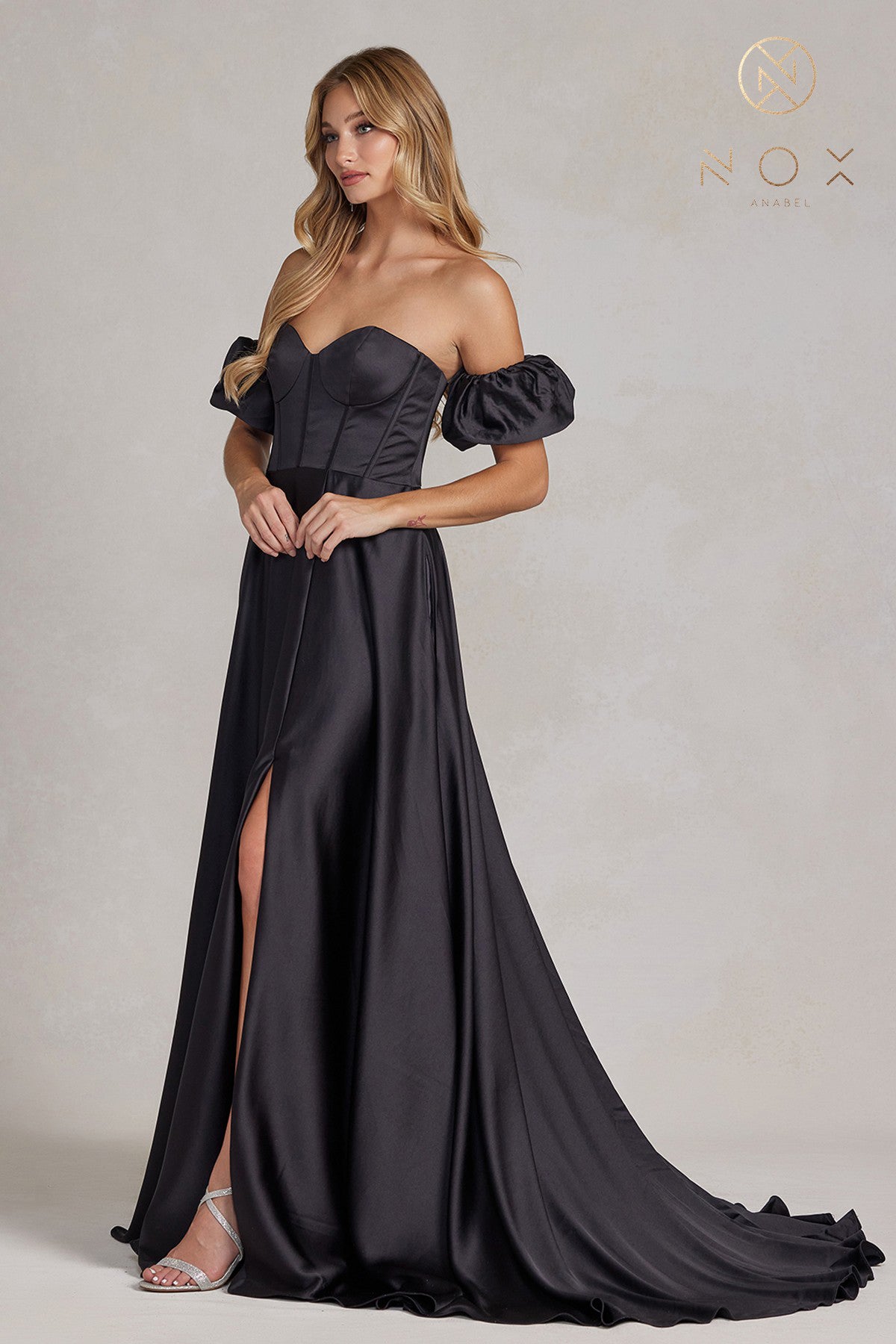 Satin Prom Dress: Strapless Sweetheart, Side Slit-smcdress