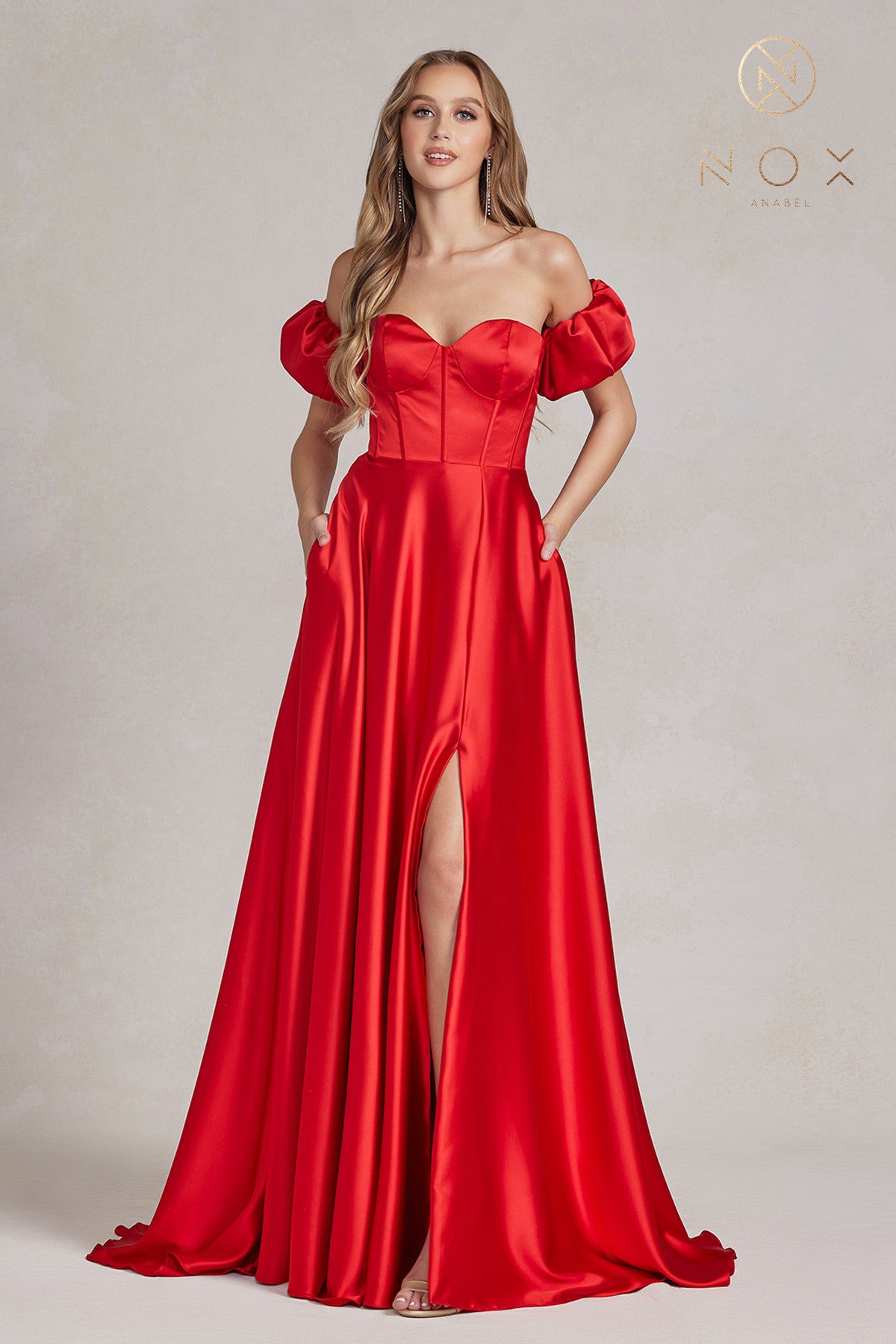 Satin Prom Dress: Strapless Sweetheart, Side Slit-smcdress