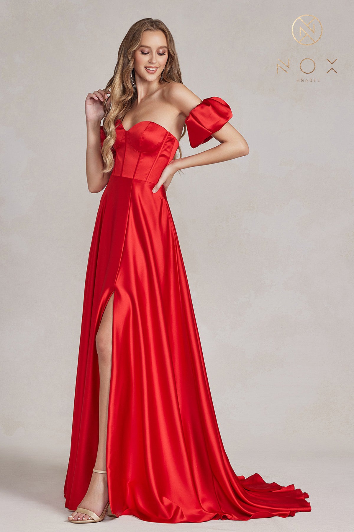 Satin Prom Dress: Strapless Sweetheart, Side Slit-smcdress