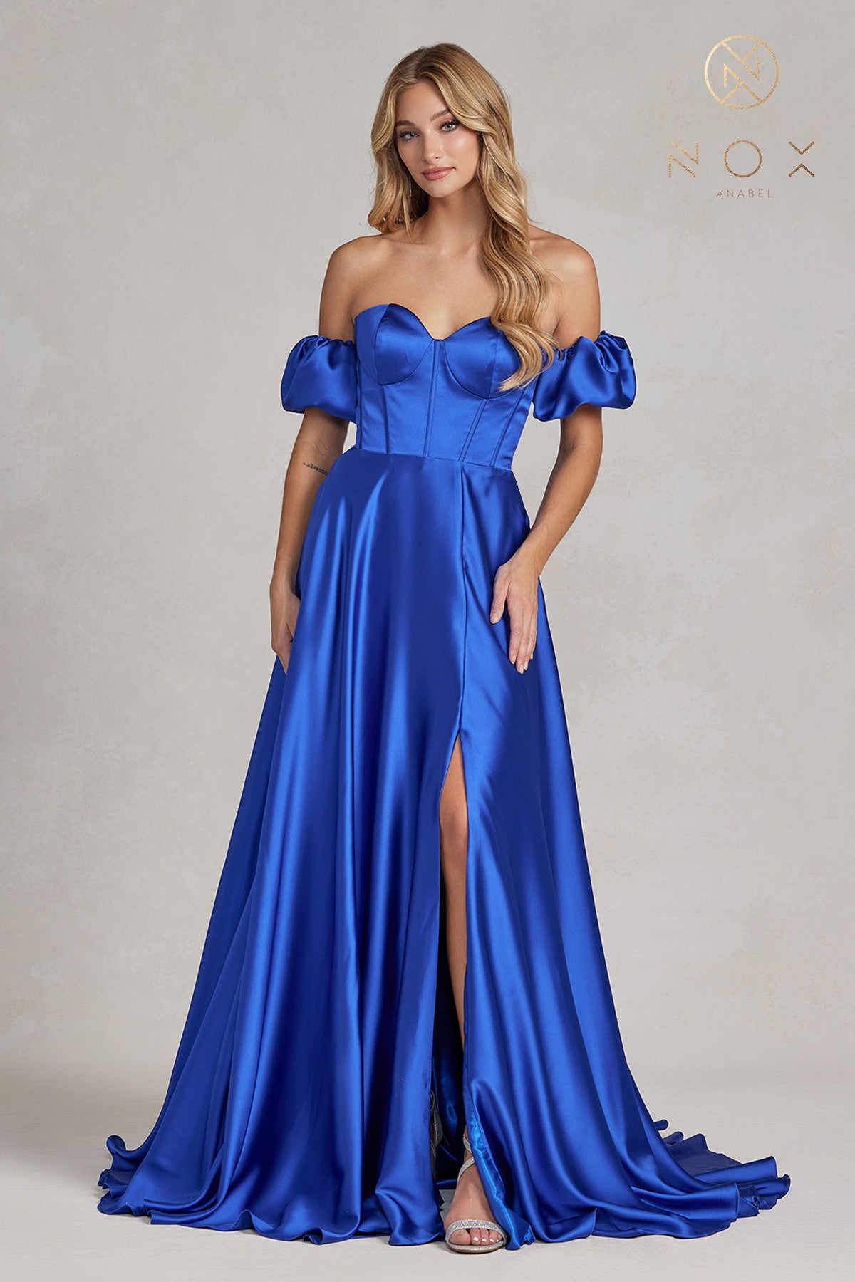 Satin Prom Dress: Strapless Sweetheart, Side Slit-smcdress