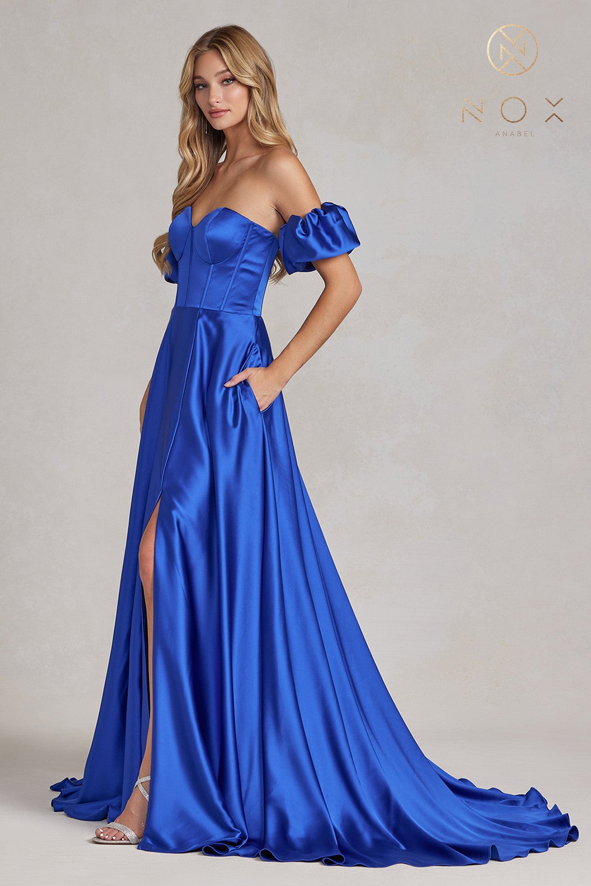 Satin Prom Dress: Strapless Sweetheart, Side Slit-smcdress