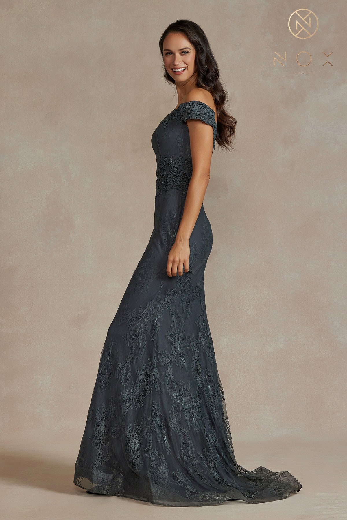 Embroidered Open-Back Lace Long MOB Dress-smcdress