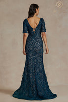 1/2-Sleeve Embroidered Lace MOB Dress-smcdress