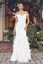 Off-Shoulder Sweetheart Long Wedding Dress-smcdress