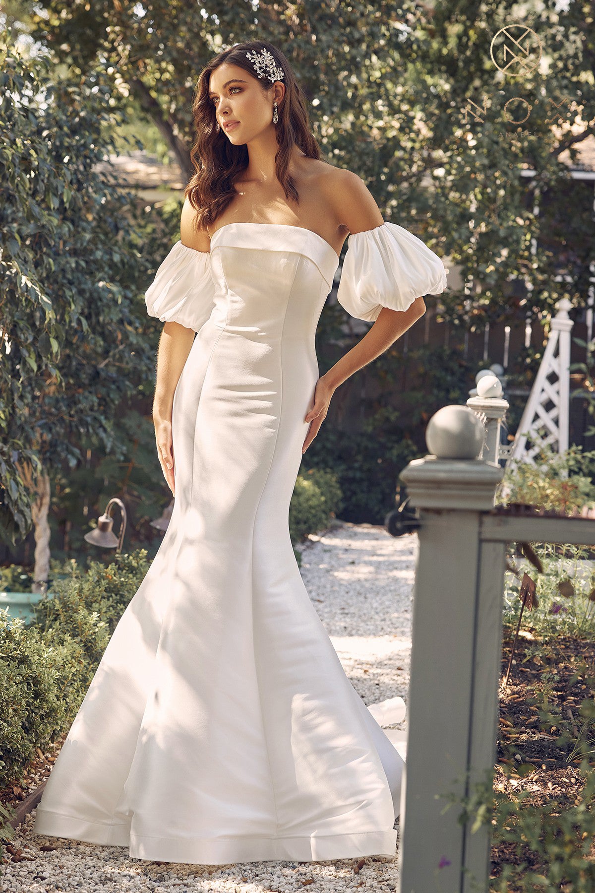 Off-Shoulder Mermaid Gown with Open Back-smcdress