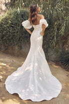 Off-Shoulder Mermaid Gown with Open Back-smcdress