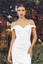 Off-Shoulder Sweetheart Long Wedding Dress-smcdress