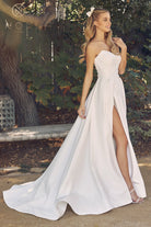 Strapless A-Line Sweetheart Wedding Dress with Slit-smcdress