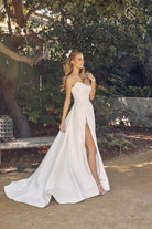 Strapless A-Line Sweetheart Wedding Dress with Slit-smcdress