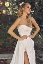 Strapless A-Line Sweetheart Wedding Dress with Slit-smcdress