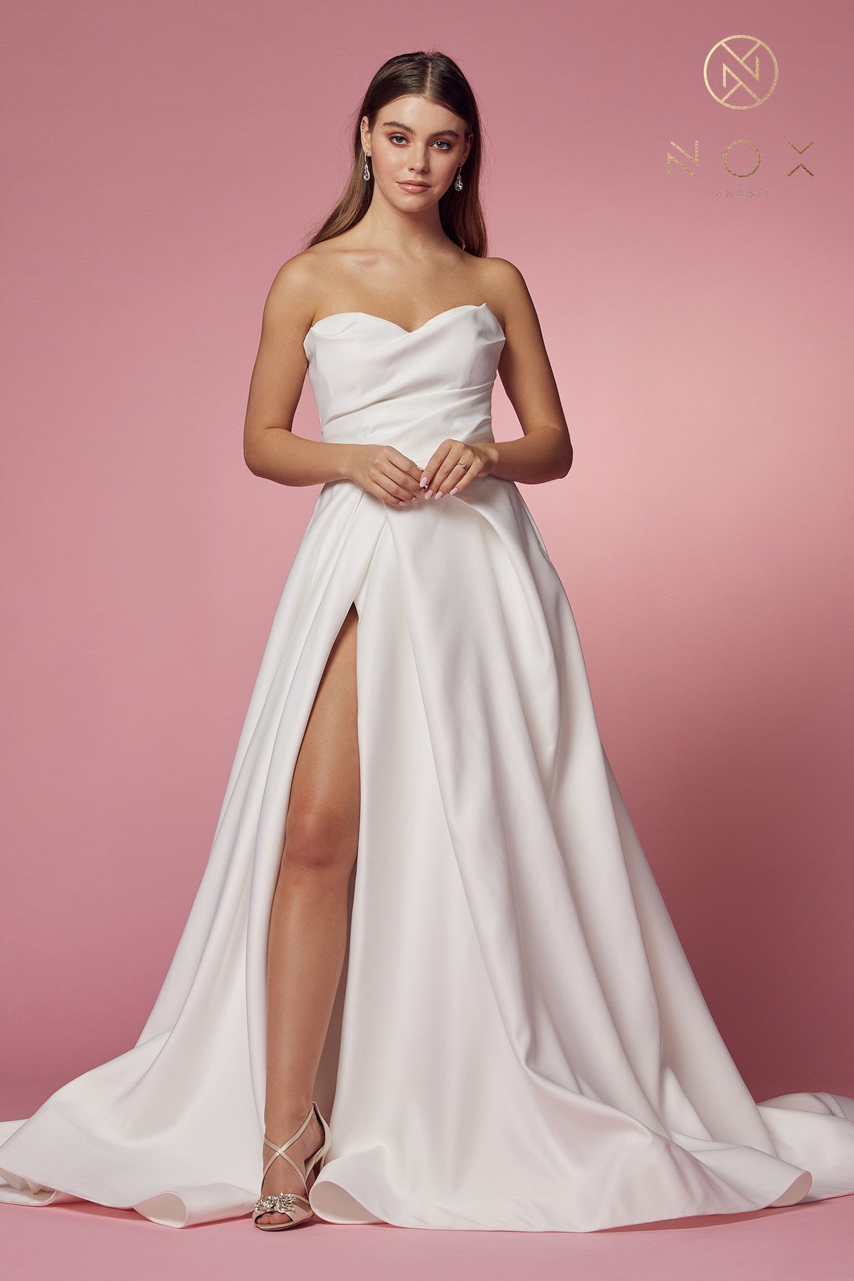 Strapless A-Line Sweetheart Wedding Dress with Slit-smcdress