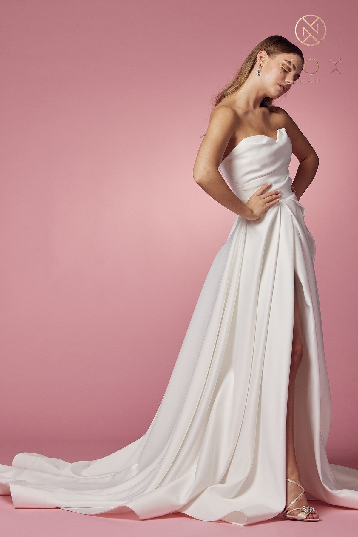 Strapless A-Line Sweetheart Wedding Dress with Slit-smcdress