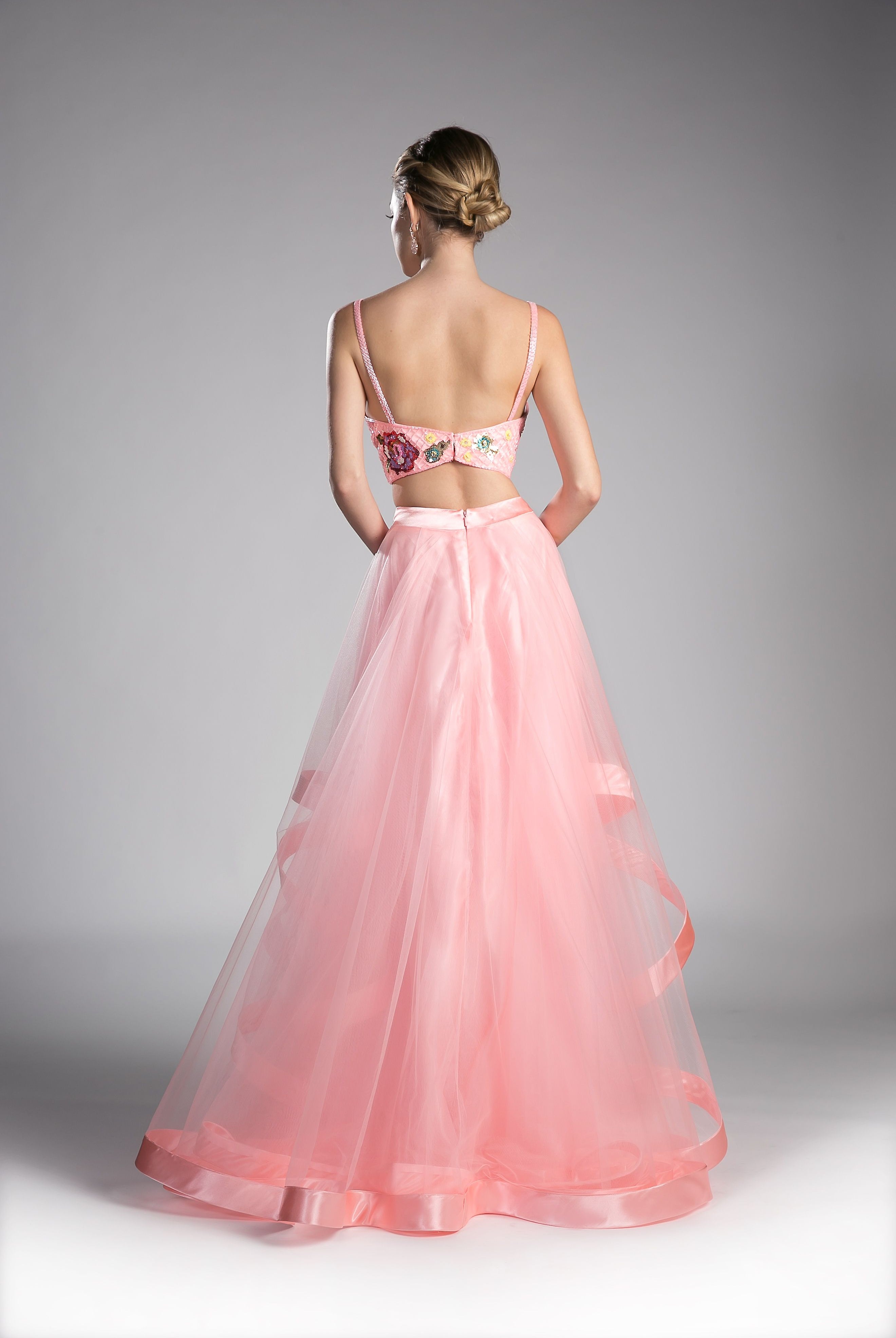 Beaded 2 Piece Tulle Gown-smcdress