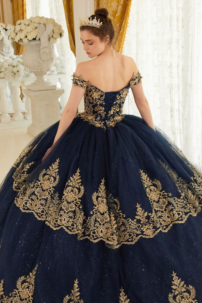 Lace Quinceanera Off-Shoulder Sweetheart Gown-smcdress