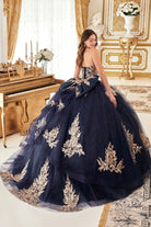 STRAPLESS LAYERED BALL GOWN WITH BOW DETAIL CD15715-smcdress