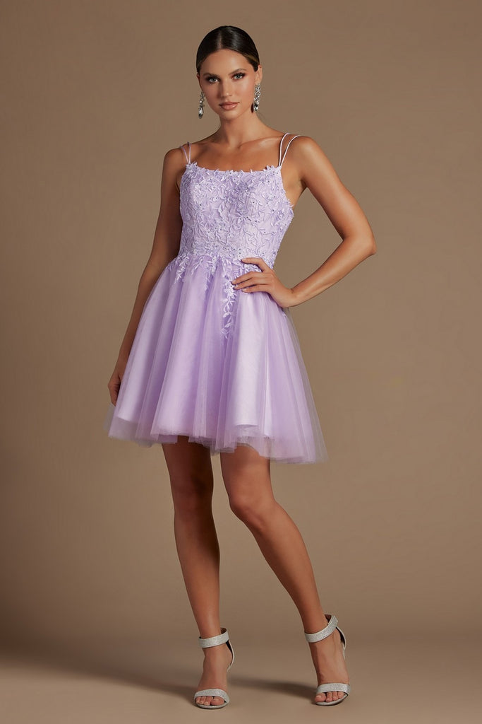 Embroidered Babydoll Corset Short Dress for Homecoming & Cocktail-smcdress