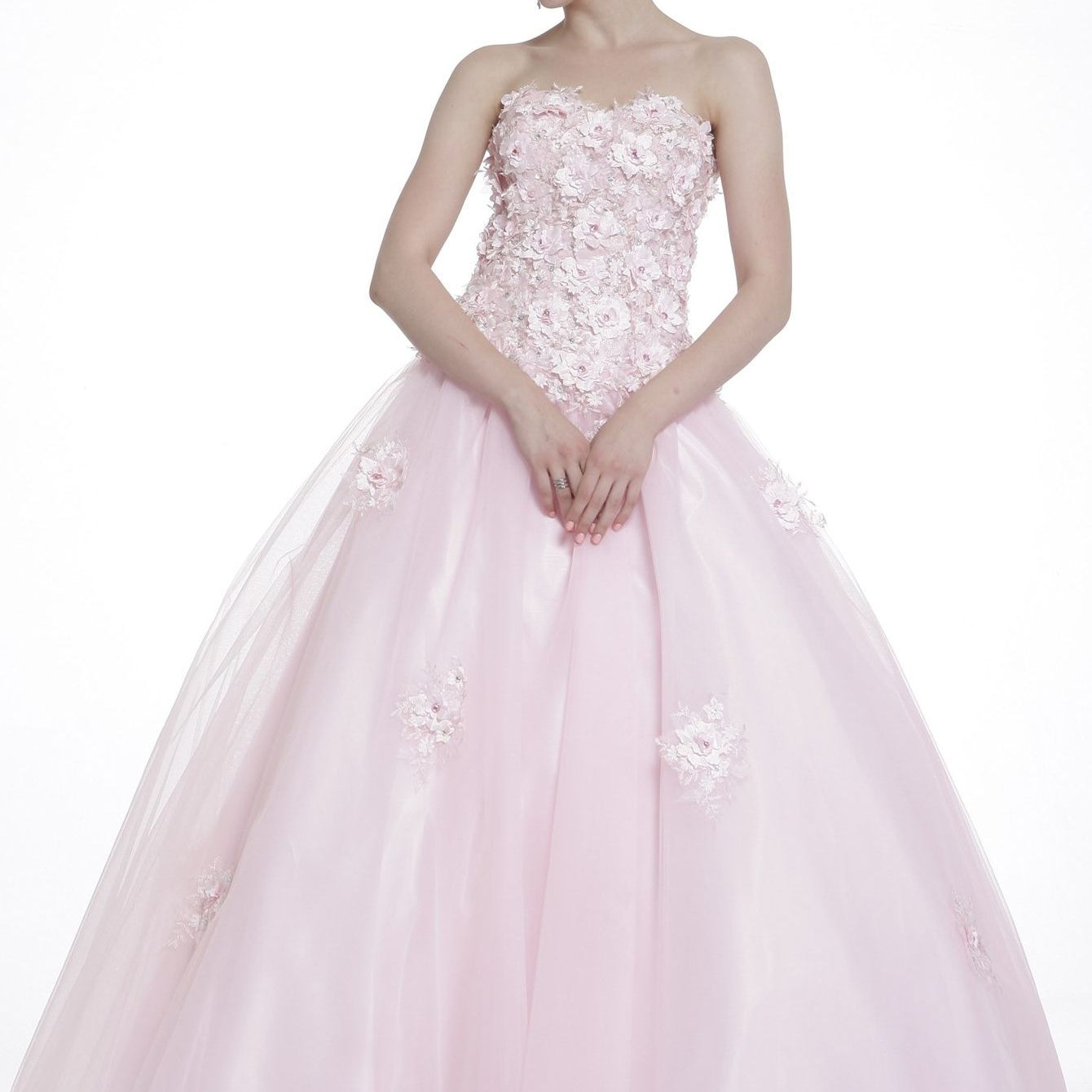 Beaded Flower Applique Tulle Ball Gown-smcdress