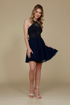 Embroidered Halter Bodice Dress-Cocktail & Homecoming-smcdress