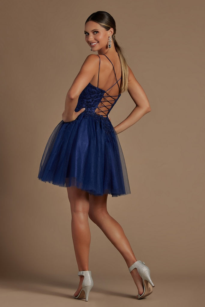 Embroidered Babydoll Corset Short Dress for Homecoming & Cocktail-smcdress