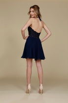 Embroidered Halter Bodice Dress-Cocktail & Homecoming-smcdress