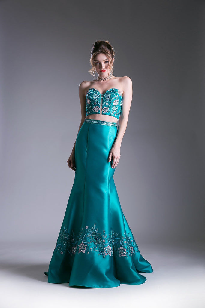 Beaded Satin Mermaid Gown-smcdress