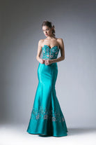 Beaded Satin Mermaid Gown-smcdress