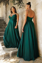 Bridesmaid Dresses with Deep V-Neck, Wrapped Bodice, and High Leg Slit-smcdress