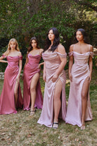 Cowl Neck Satin Gown with Corset: Luxe Prom &amp; Bridesmaid Retro Formal Curve-smcdress