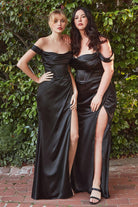 Cowl Neck Satin Gown with Corset: Luxe Prom &amp; Bridesmaid Retro Formal Curve-smcdress