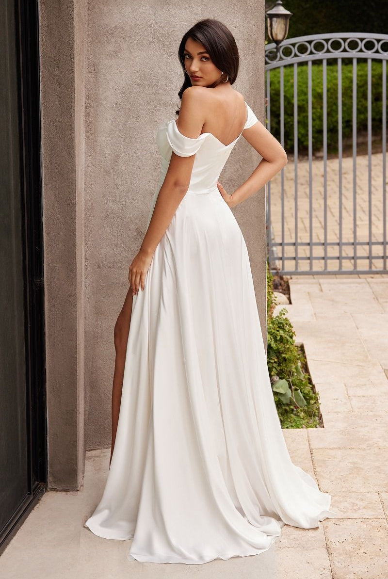 Back of a bridal satin dress 