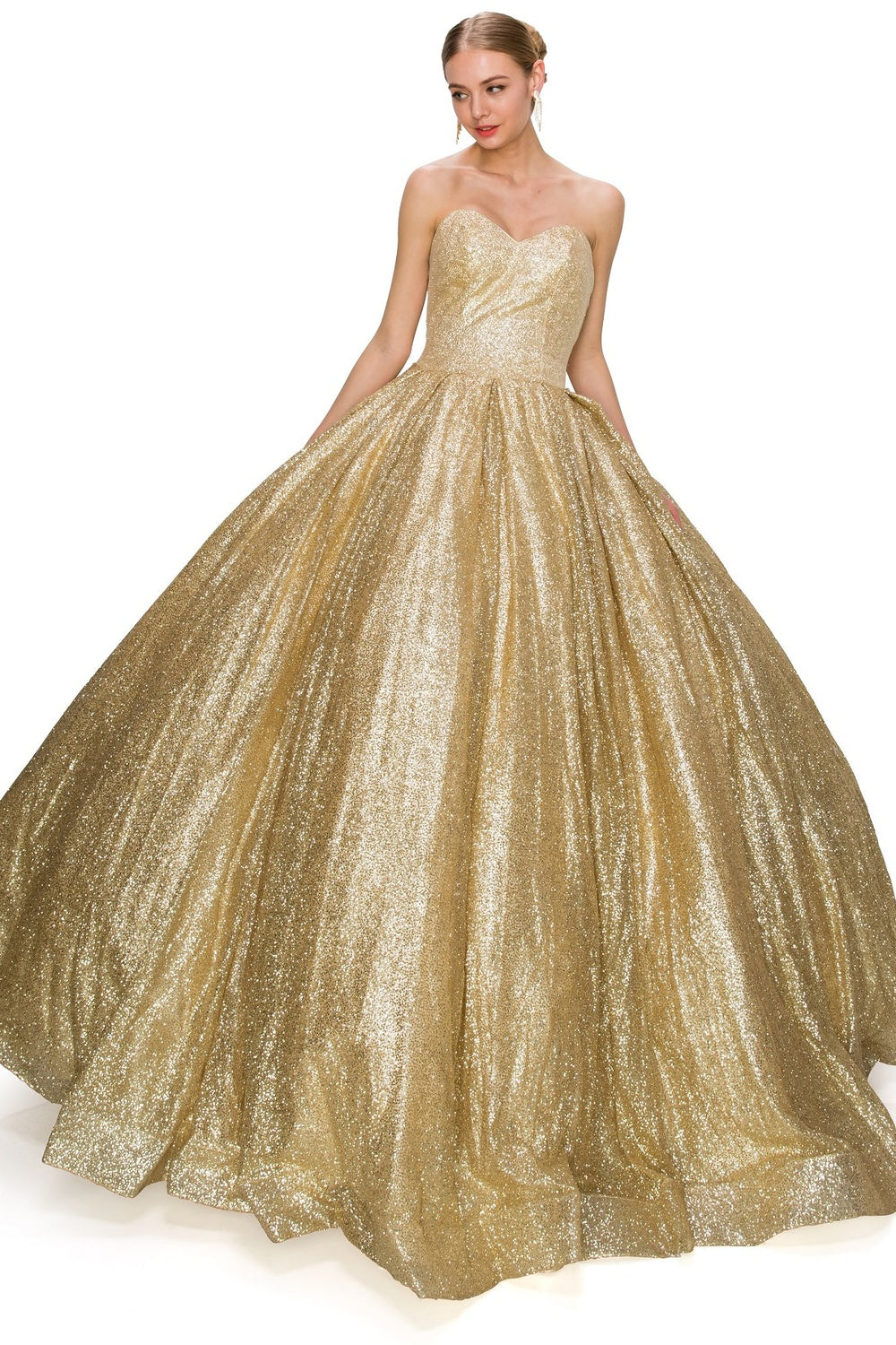 Champagne  glitter ball gown wedding dress