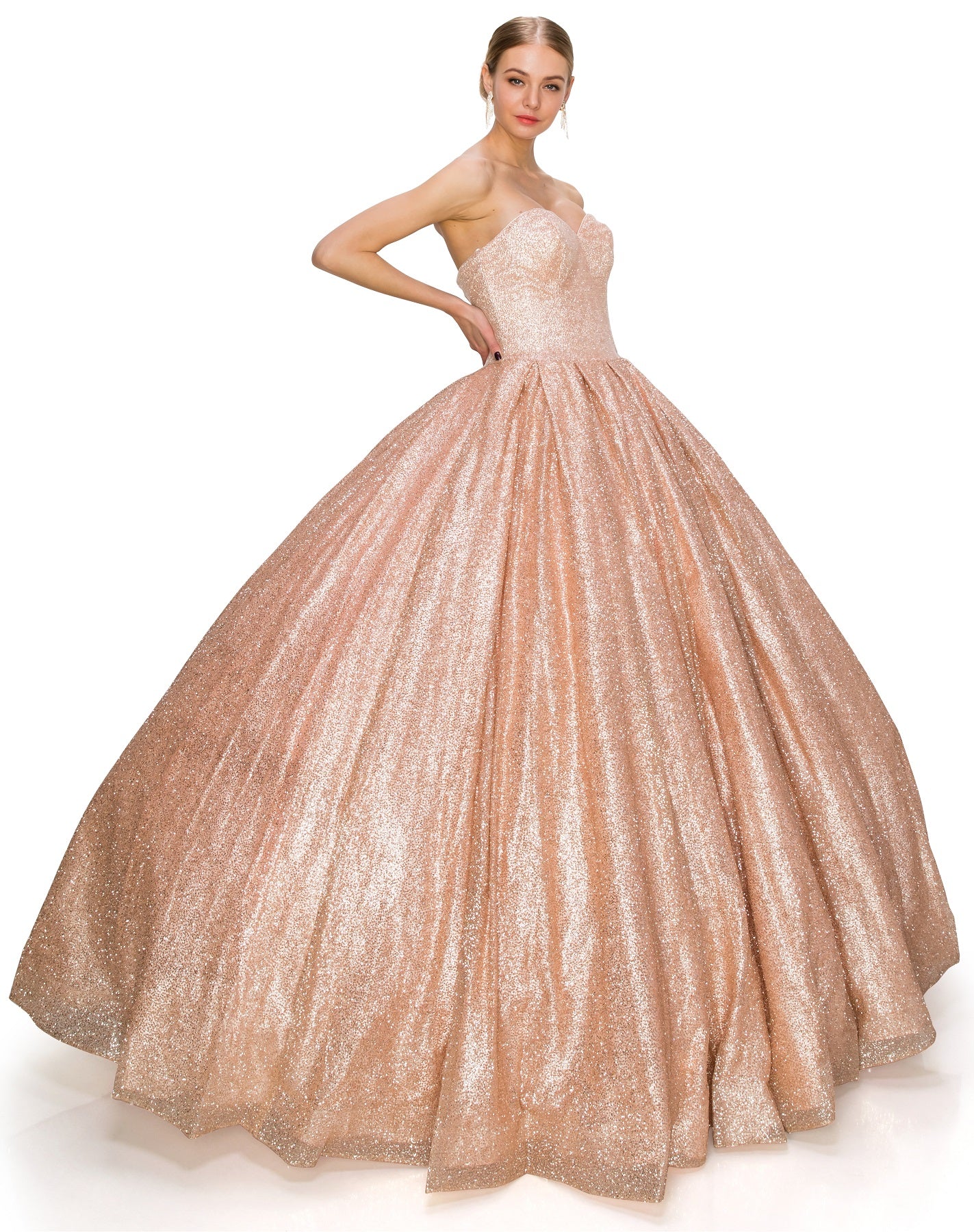 Rose gold glitter ball gown wedding dress alternative