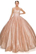 Rose gold glitter ball gown wedding dress