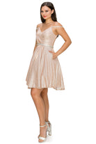 Metallic fabric short dress-smcdress