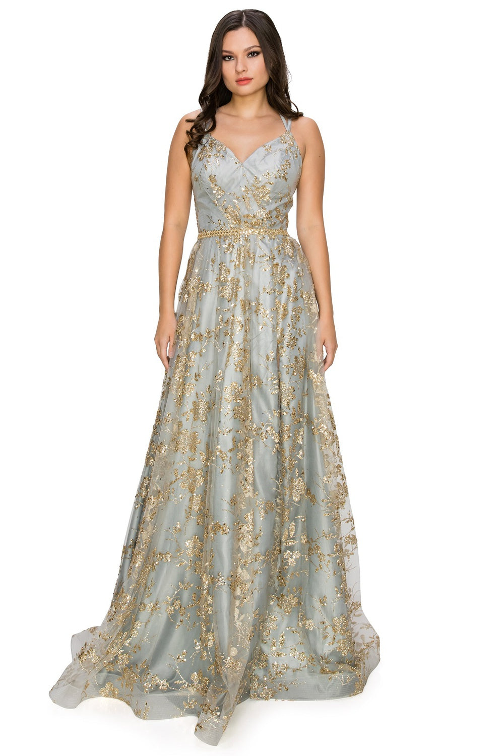 Silver open back glitter dress