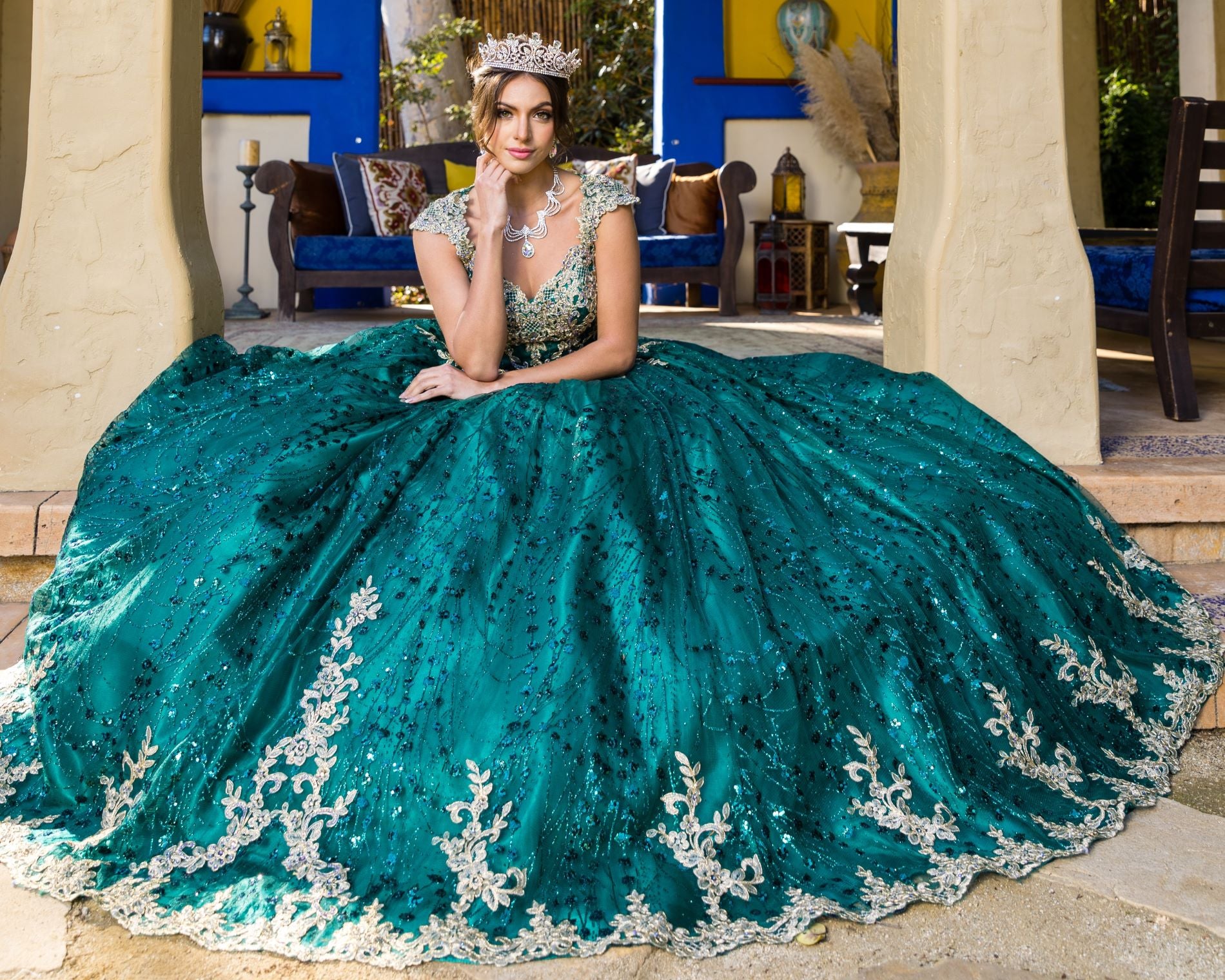 Hunter green quinceanera dress alternative 