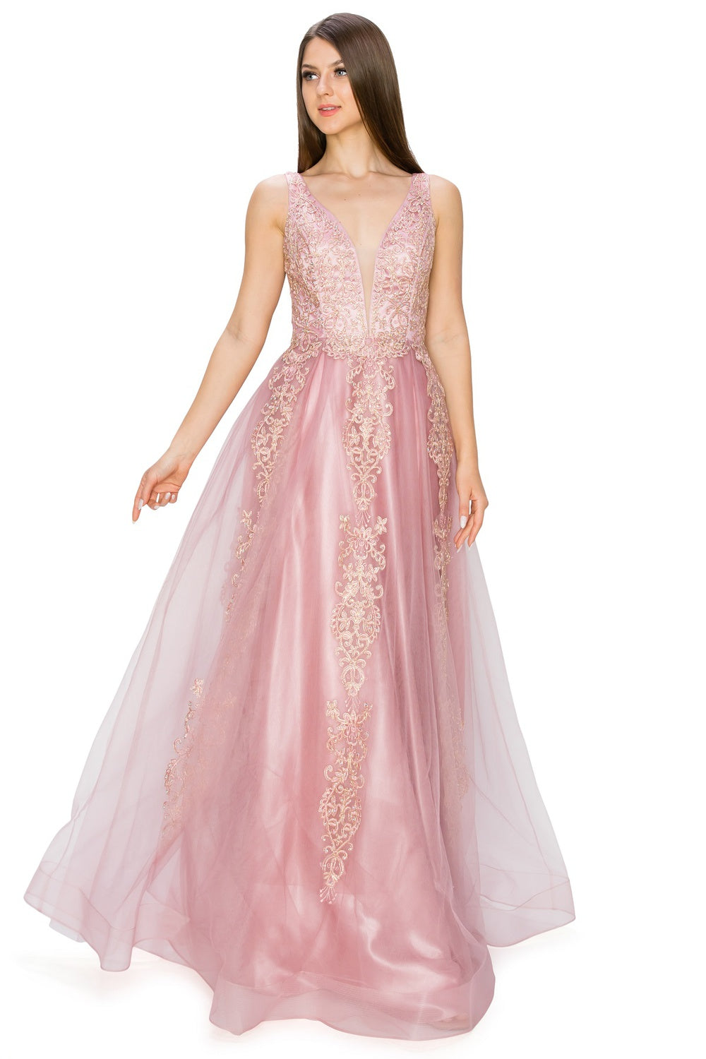 Elegant illusion tulle long dress-smcdress
