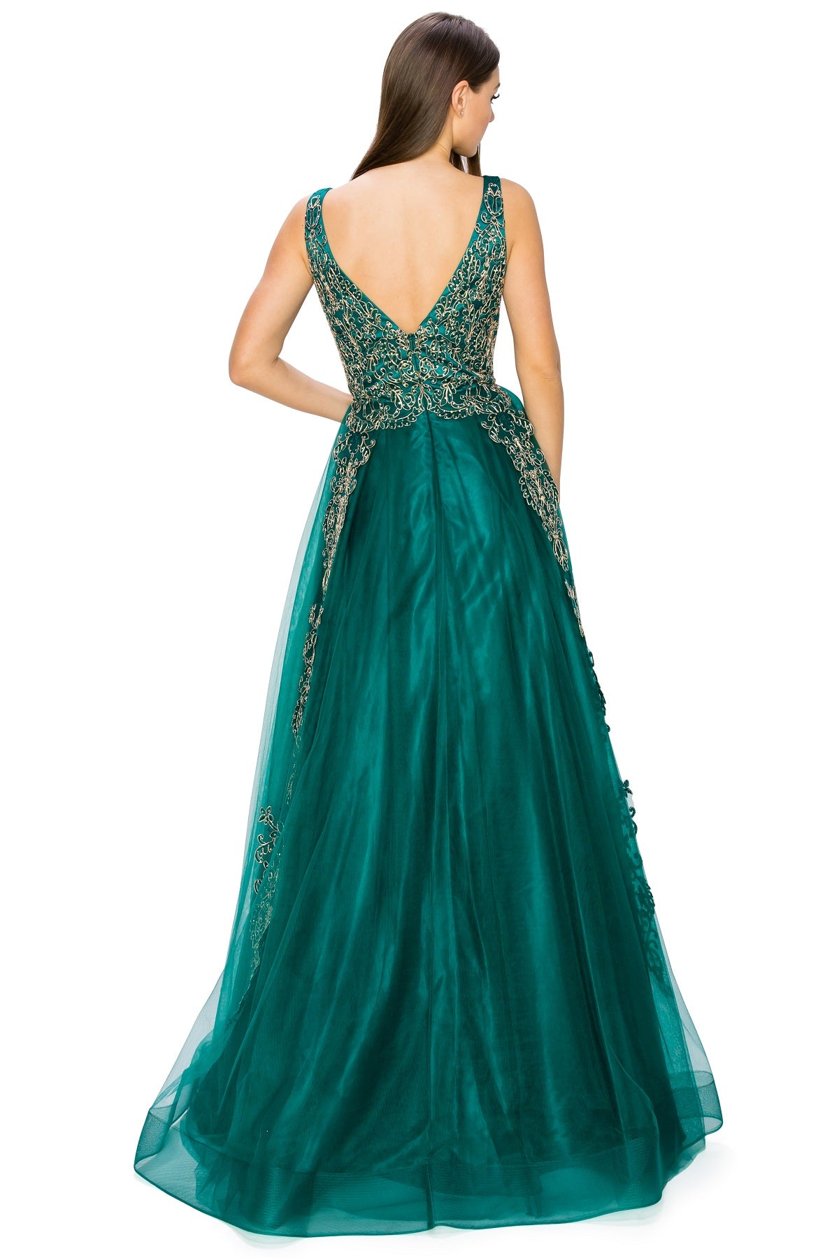 Elegant illusion tulle long dress-smcdress