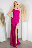 Fuschia corset style prom dress