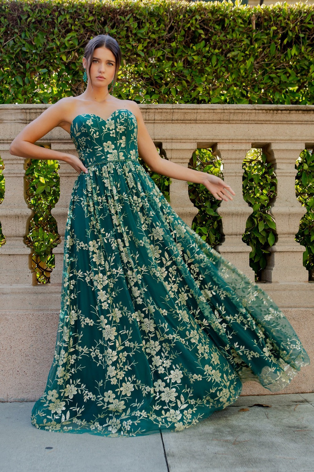 Hunter green glitter off shoulder dress