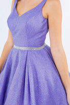 A closer look at lavendar open back cocktail dress