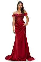 Wine sheer top prom dress
