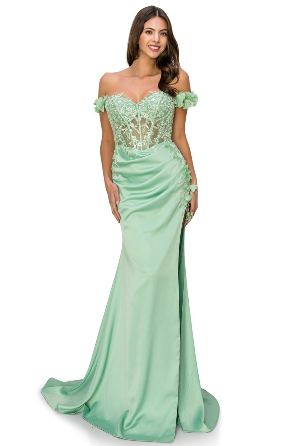 Sage sheer top prom dress alternative
