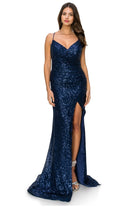 Royal blue sheath sequin evening dress alternative