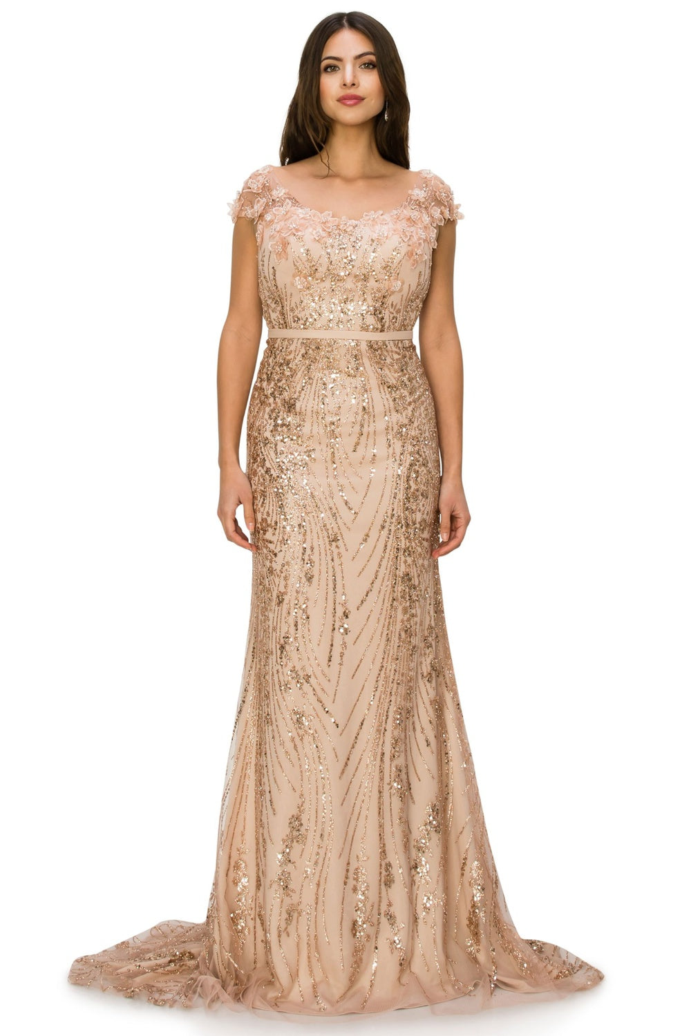 Rosegold long sequin dress