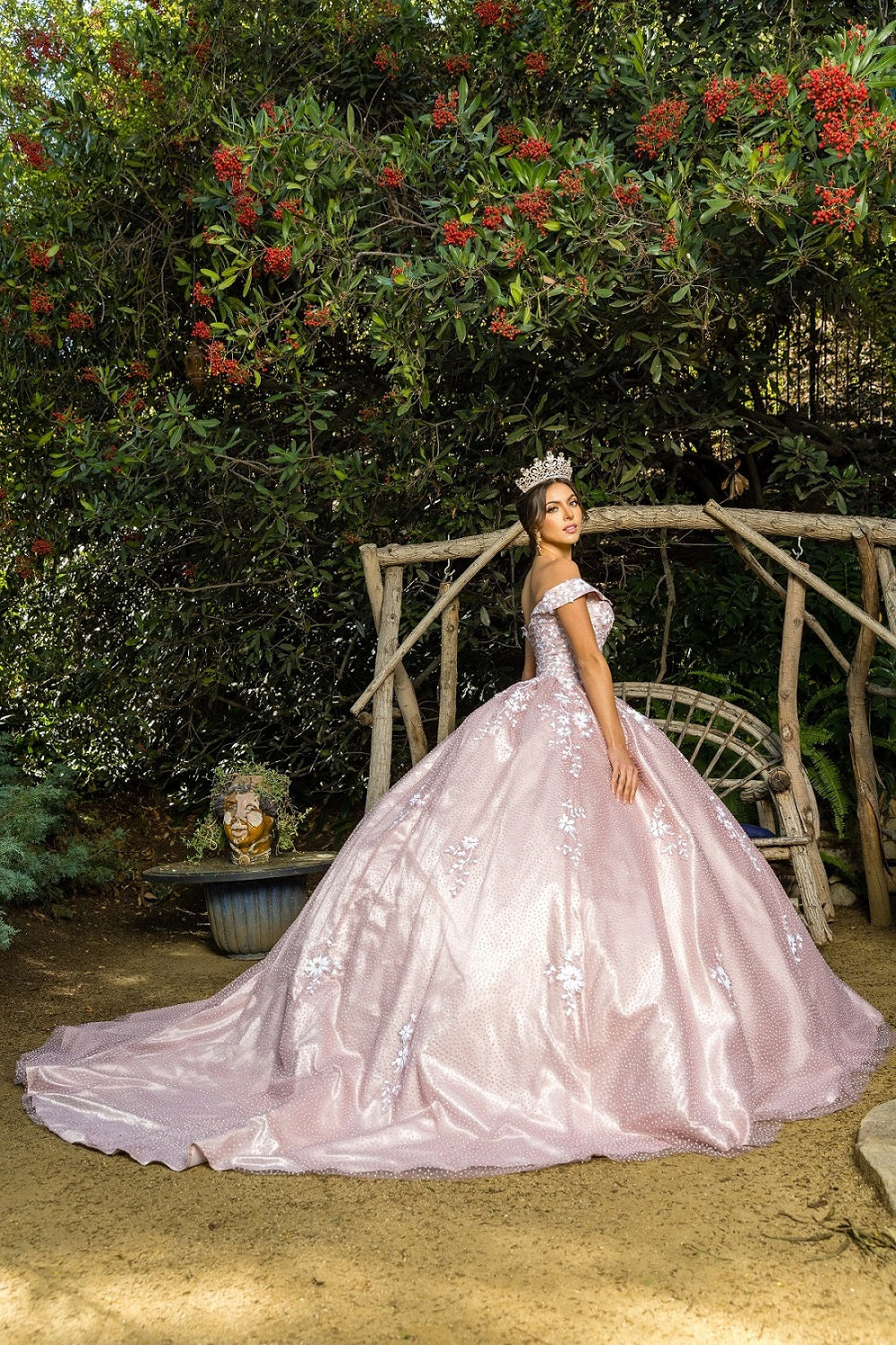 Dusty rose ball gown with train alternative